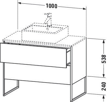 Duravit XSquare Waschtischunterbau 1000 mm mit 2 Auszügen, Stehend, Ahorn/Matt