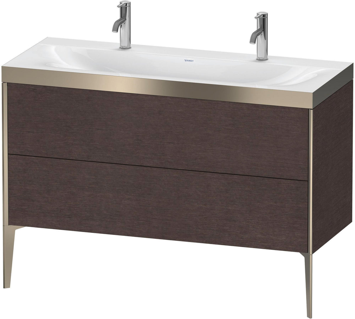 DURAVIT XViu c-bonded Waschtischunterbauset 1200 mm mit 2 Auszügen, champagner matt/mediterrane Eiche