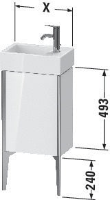 Duravit Waschtischunterbau XVIU 493 mm für Vero Air, seidenmatt, mit Tür und Aluminiumprofil