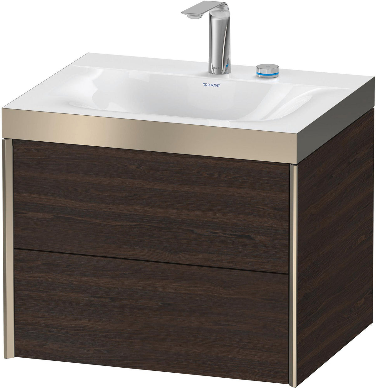 DURAVIT XViu Waschtischunterbauset c-bonded, 2 Schubkästen, champagner matt / amerikanischer Nussbaum, 503x600x480 mm