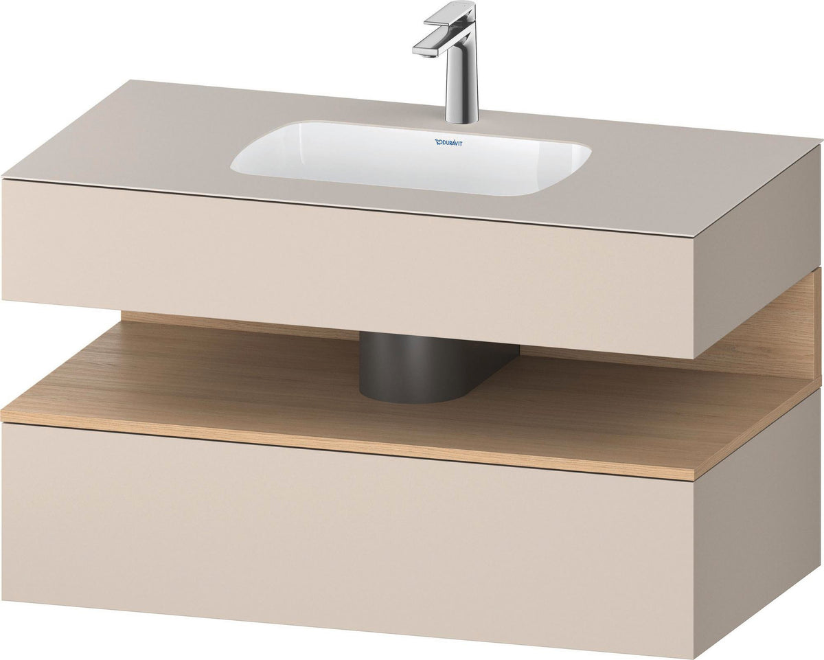 DURAVIT Qatego Einbauwaschtisch mit Konsolenwaschtischunterbau 1000 mm, 1 Auszug, antibakteriell