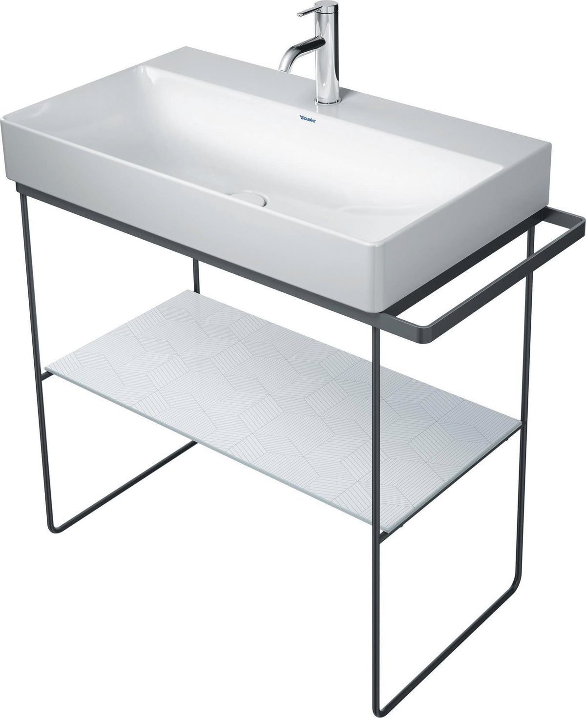 Duravit DuraSquare Metallkonsole höhenverstellbar mit Handtuchhalter links/rechts, chrom