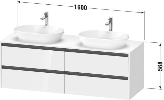 Duravit Ketho.2 Konsolen-Waschtischunterbau 1600 mm Eiche Terra mit 4 Schubkästen