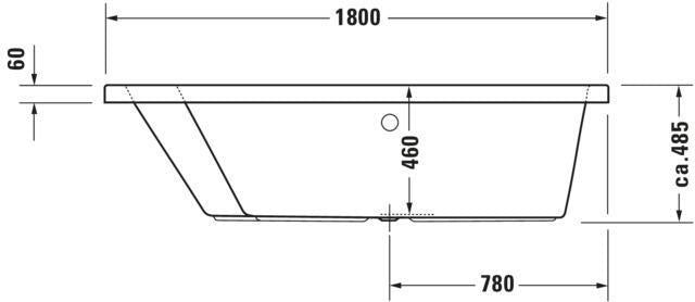 DURAVIT Paiova Badewanne 1800x1400 mm Einbau, weiß, linke Ausführung, 2-Sitzer, mit Überlauf