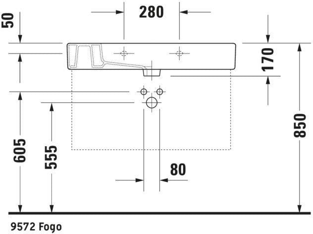 DURAVIT Vero Möbelwaschtisch 850 mm weiß WonderGliss mit Überlauf und Hahnlochbank