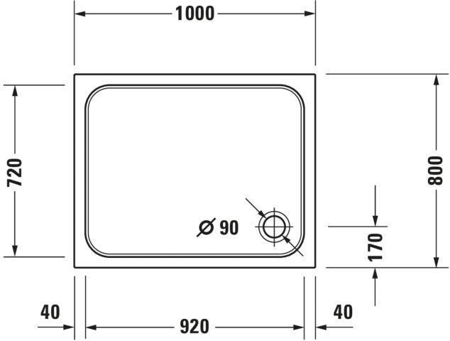DURAVIT D-Code Duschwanne 900x750x85 mm Weiß Sanitäracryl mit Antislip