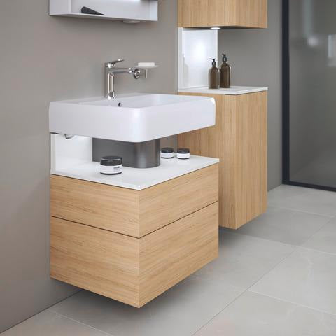 DURAVIT Qatego Waschtischunterbau 590 mm wandhängend, 1 Auszug, weiß Hochglanz, Nische Eiche Schwarz