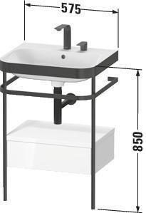 DURAVIT Happy D.2 c-bonded Waschtisch-Set mit Metallkonsole und Schubkasten 575 mm