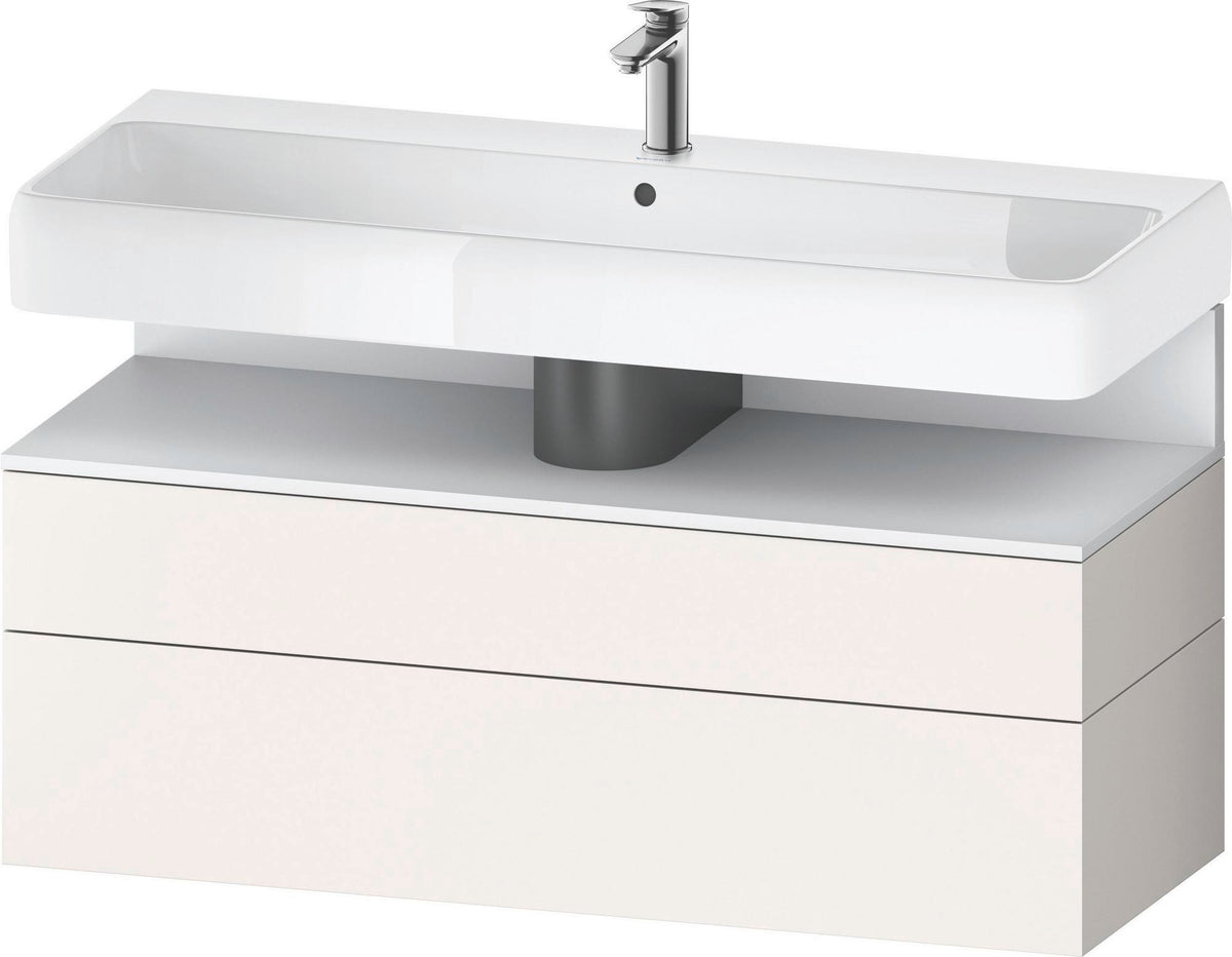 Duravit Qatego Waschtischunterbau 1190 mm – Weiß Matt mit Eiche Schwarz Nische, 1 Auszug, LED