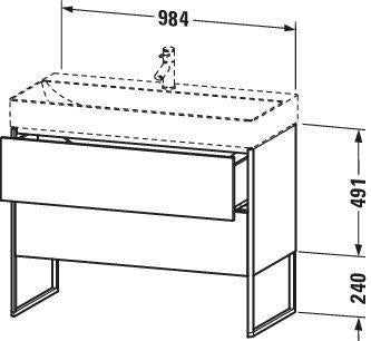 Duravit XSquare Waschtischunterbau 984x731x460 mm mit Fußgestell, s-matt und Ahorn