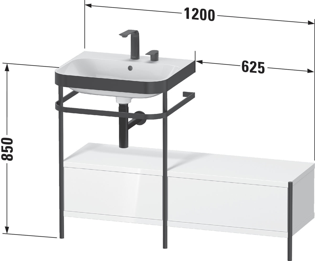 Duravit Happy D.2 Plus Waschtischunterbau 1200x490mm mit Metallkonsole, supermatt
