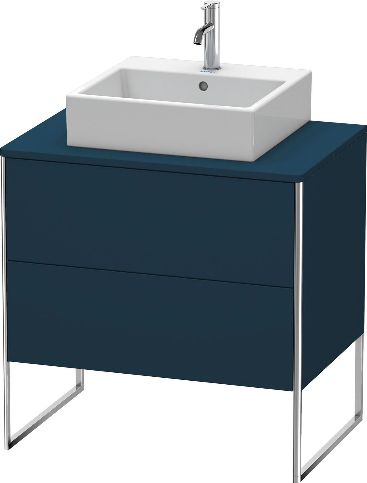 DURAVIT XSquare Waschtischunterbau bodenstehend 800 mm Nachtblau Seidenmatt 2 Schubladen