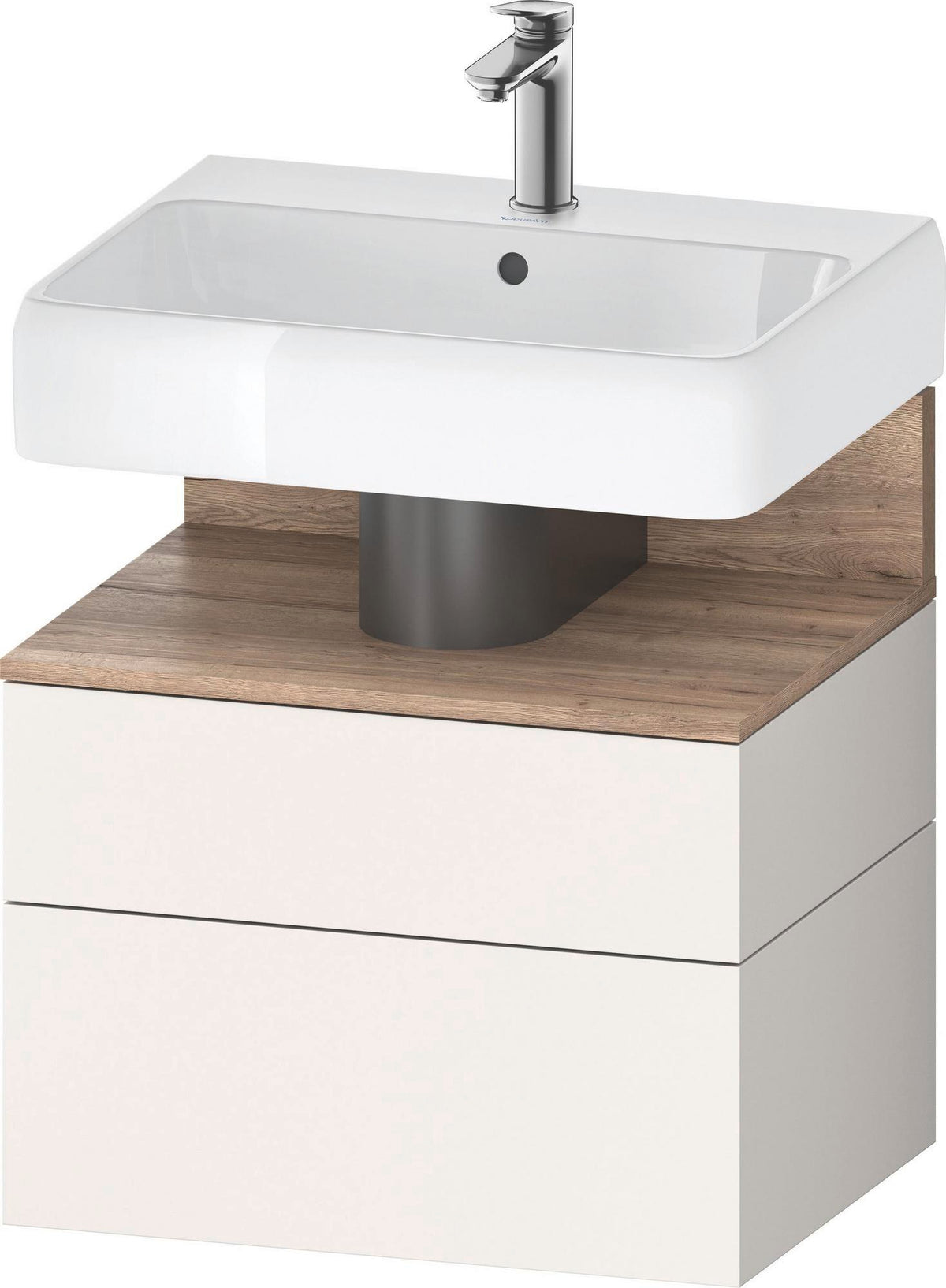 DURAVIT Qatego Waschtischunterbau 590 mm wandhängend, 1 Auszug, weiß Hochglanz, Nische Eiche Schwarz