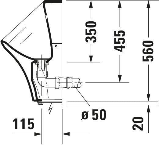 DURAVIT DuraStyle Elektro-Urinal rimless mit Fliege, Zulauf hinten, weiß