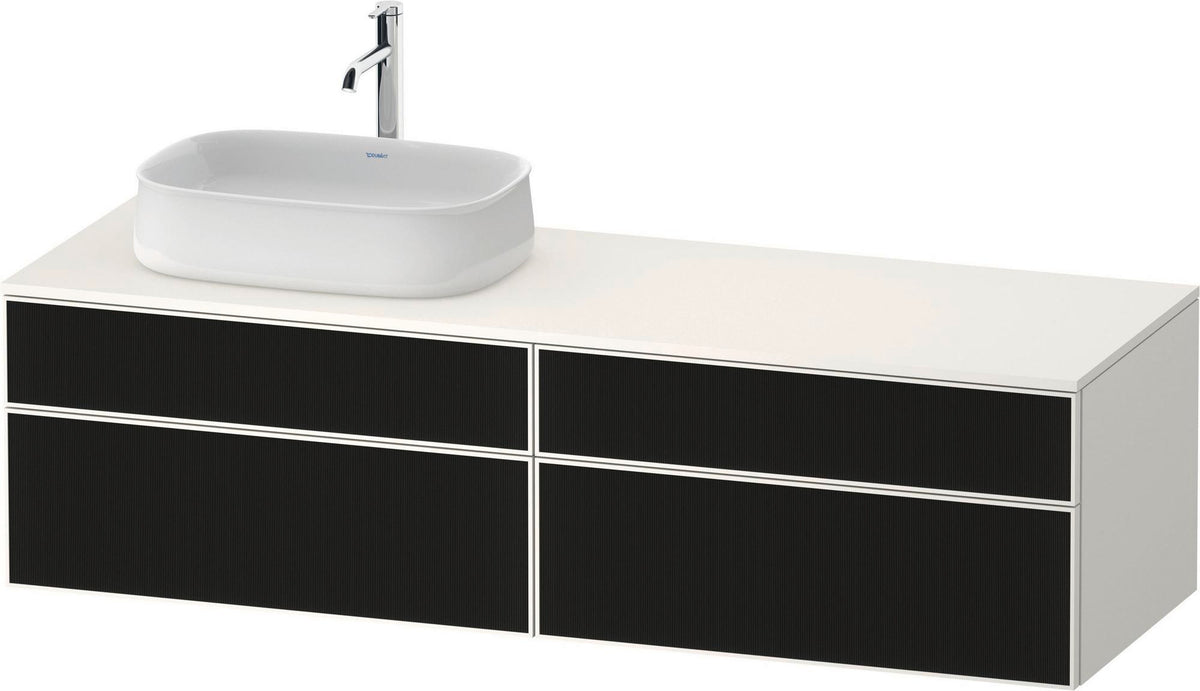 DURAVIT Zencha Konsolen-Waschtischunterbau 1600 mm Eiche Anthrazit mit 2 Auszügen & Tip-on