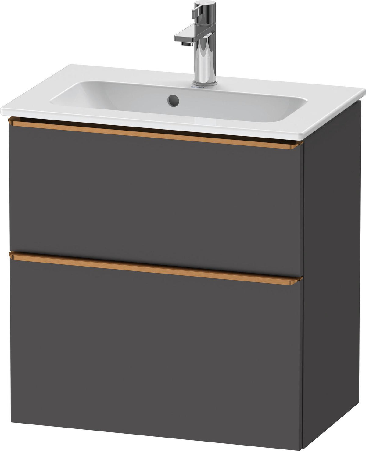 Duravit D-Neo Waschtischunterbau 610 mm betongrau matt mit Soft-Close und Bronze-Griff