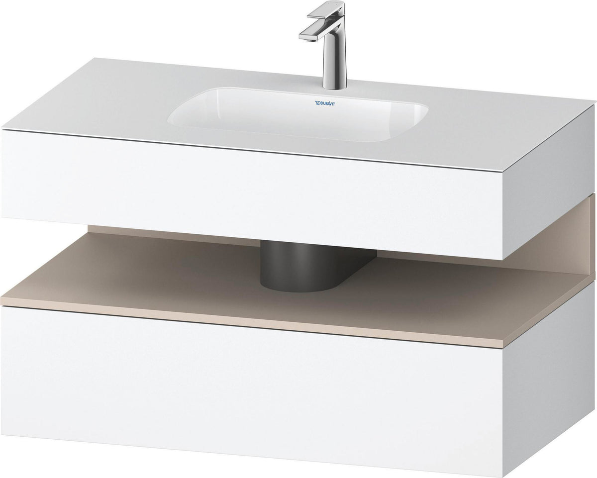 DURAVIT Qatego Einbauwaschtisch mit Konsolenwaschtischunterbau 1000 mm, 1 Auszug, antibakteriell