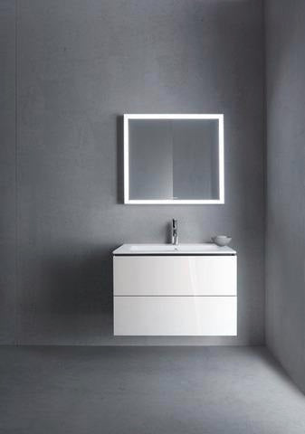 Duravit L-Cube Waschtischunterbau 820 mm taupe matt mit 2 Schubkästen und Tip-On-Technik