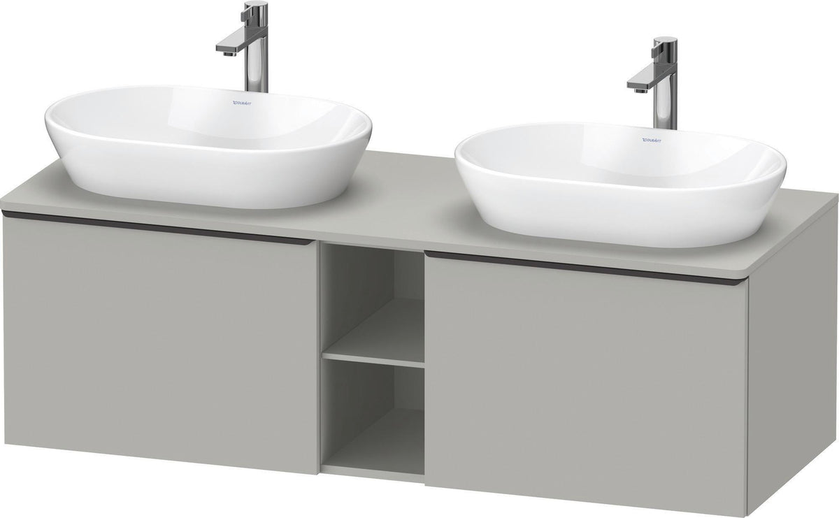 DURAVIT D-Neo Konsolenwaschtischunterbau 1400 mm betongrau matt mit 2 Auszügen und Bronze-Griffen