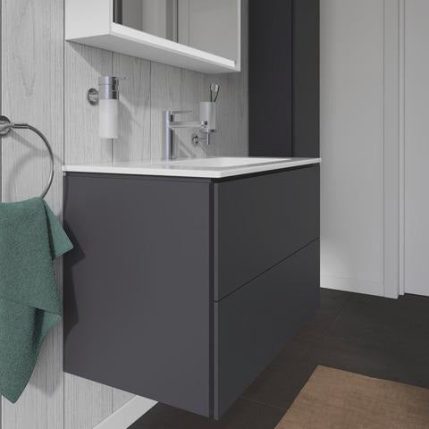 Duravit L-Cube Waschtischunterbau 820 mm taupe matt mit 2 Schubkästen und Tip-On-Technik