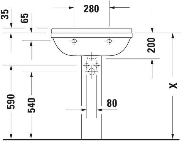 DURAVIT Waschtisch Starck 3 650 mm mit Überlauf, Hahnlochbank und WonderGliss in Weiß