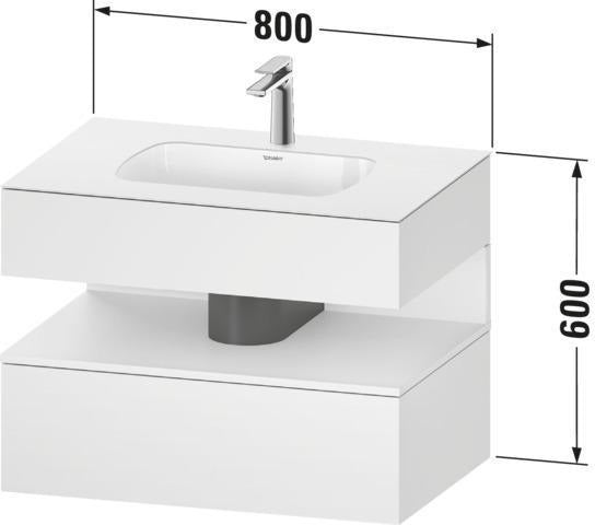 DURAVIT Qatego Waschtischset 800x550x600 mm Eiche Terra & Weiß Hochglanz – Hängend, mit Überlauf