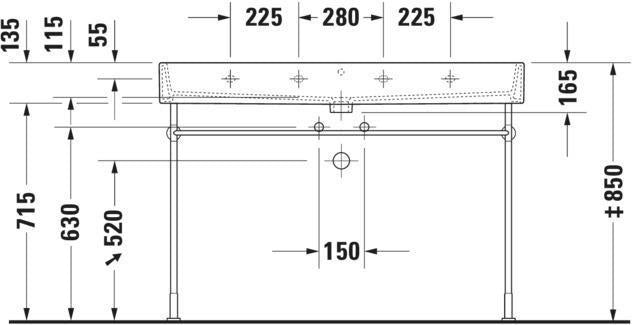 DURAVIT Waschtisch Vero Air 1200 mm mit Hahnlochbank, weiß, 1 Hahnloch mittig
