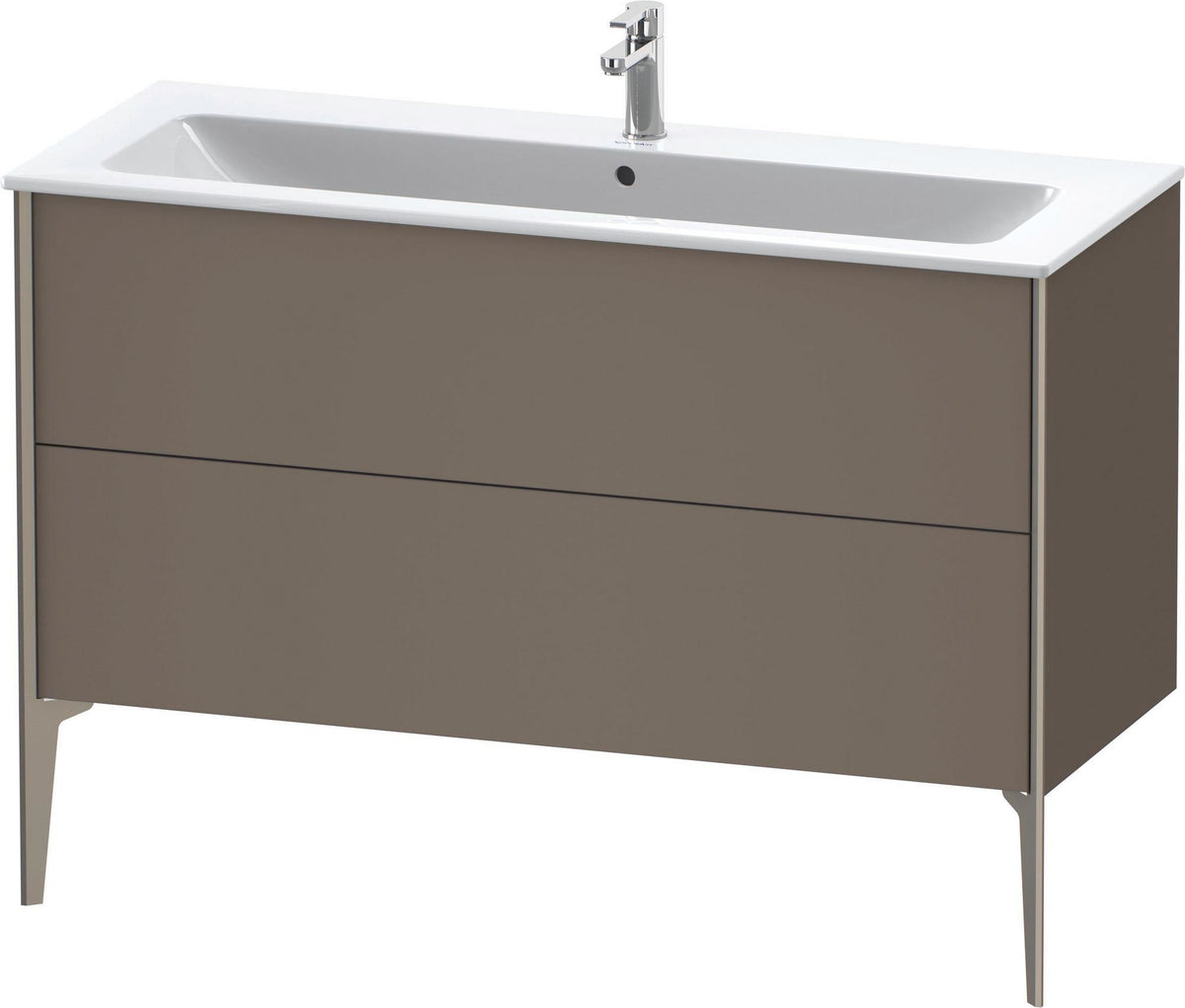 DURAVIT XViu Waschtischunterbau bodenstehend 1210 mm, 2 Auszüge, champagner matt/weiß matt