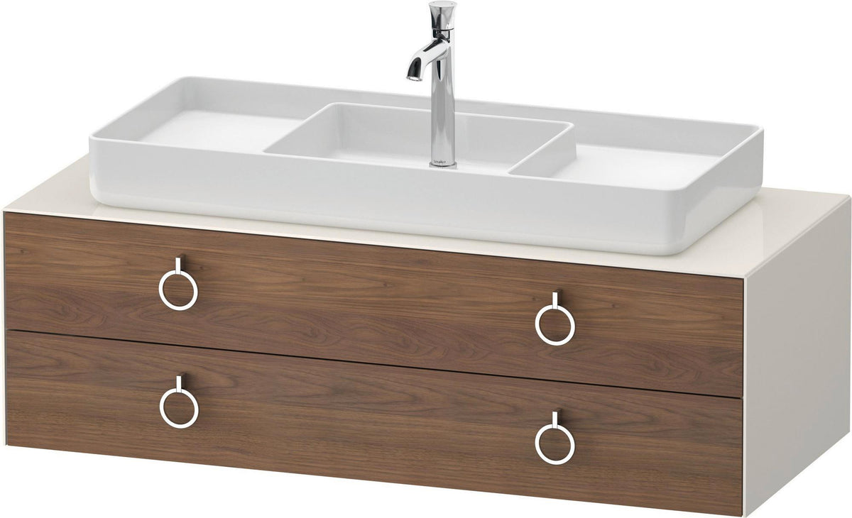 Duravit White Tulip Waschtischunterbau 1300 mm Nussbaum mitte, weiß seidenmatt, LED