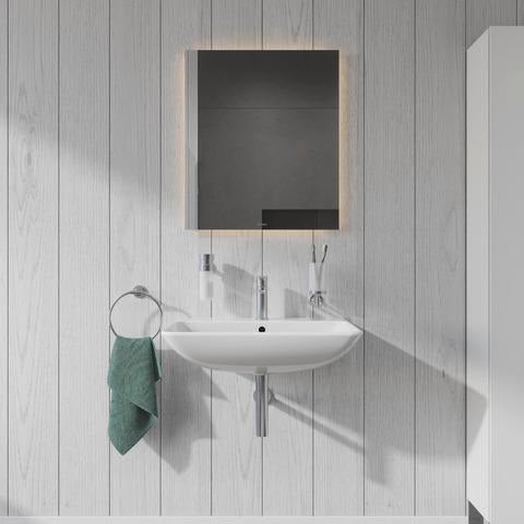 Duravit Waschtisch ME by Starck 650 mm Weiß Seidenmatt mit Überlauf und Hahnlochbank