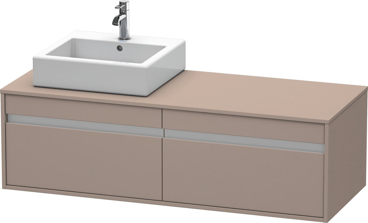 Duravit Ketho Waschtischunterbau wandhängend 1400 mm, 2 Auszüge, weiß matt, Becken links