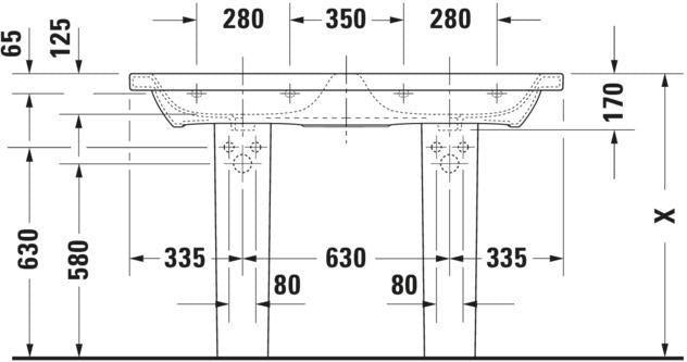 Duravit DuraStyle Doppelwaschtisch 1300 mm – Wandhängend, 2 Hahnlöcher, mit Überlauf, Weiß