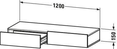 Duravit DuraStyle Schubkastenablage 1200 mm Eiche Terra/Weiß Matt mit 2 Schubkästen und Selbsteinzug
