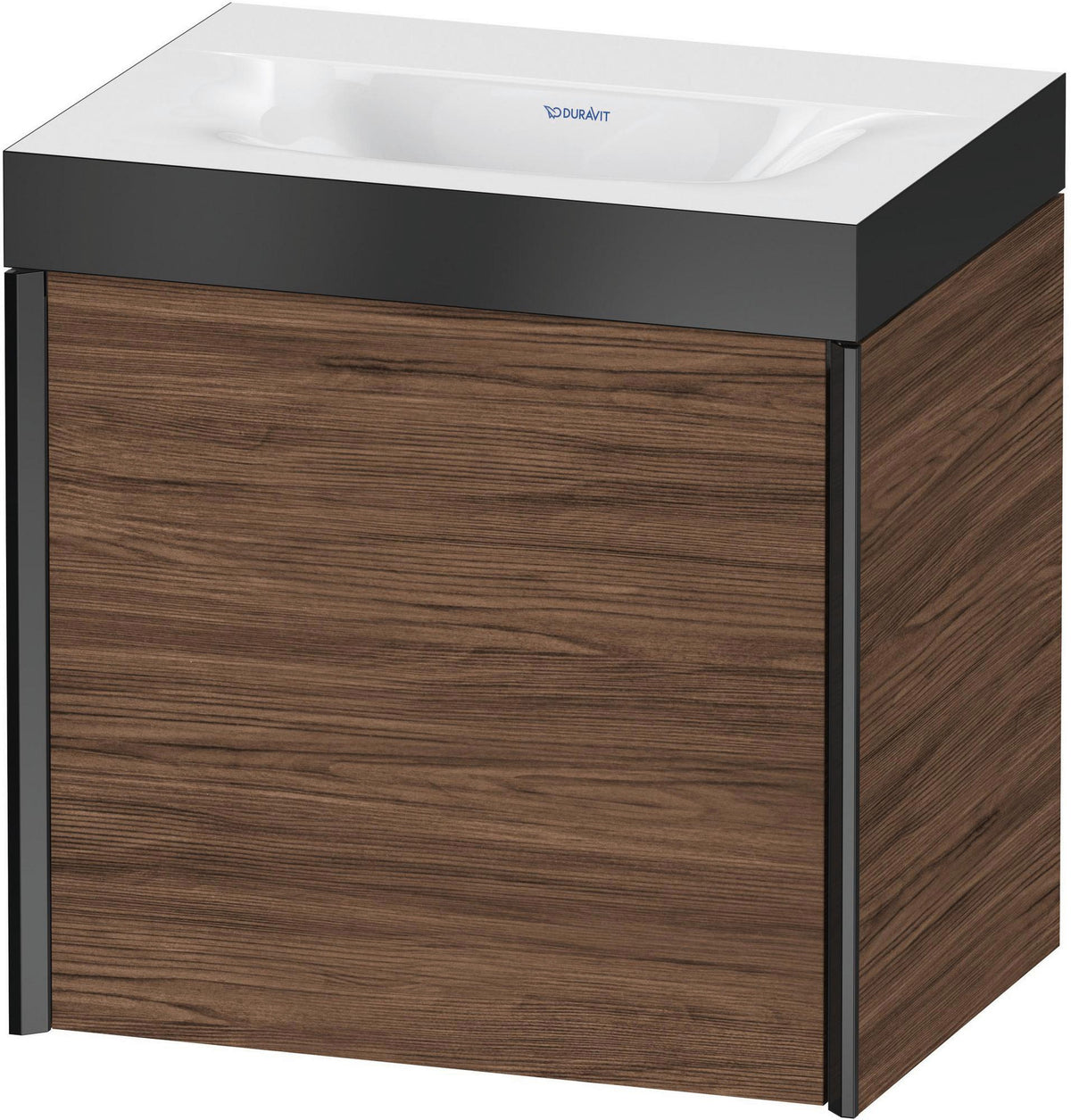 DURAVIT XViu c-bonded Waschtischunterbauset 460 mm, 1 Tür, Schwarz Matt / Nussbaum Gebürstet, Wandhängend