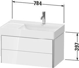 DURAVIT XSquare Waschtischunterbau wandhängend 784 mm dolomiti grey hochglanz mit 2 Schubkästen