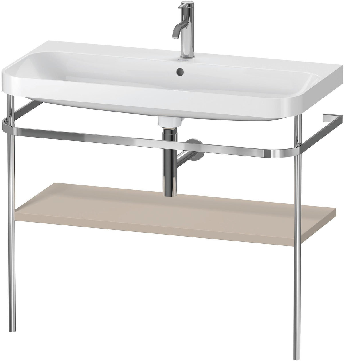 Duravit Happy D.2 c-shaped Waschtischset mit Metallkonsole, 975 mm, Taupe