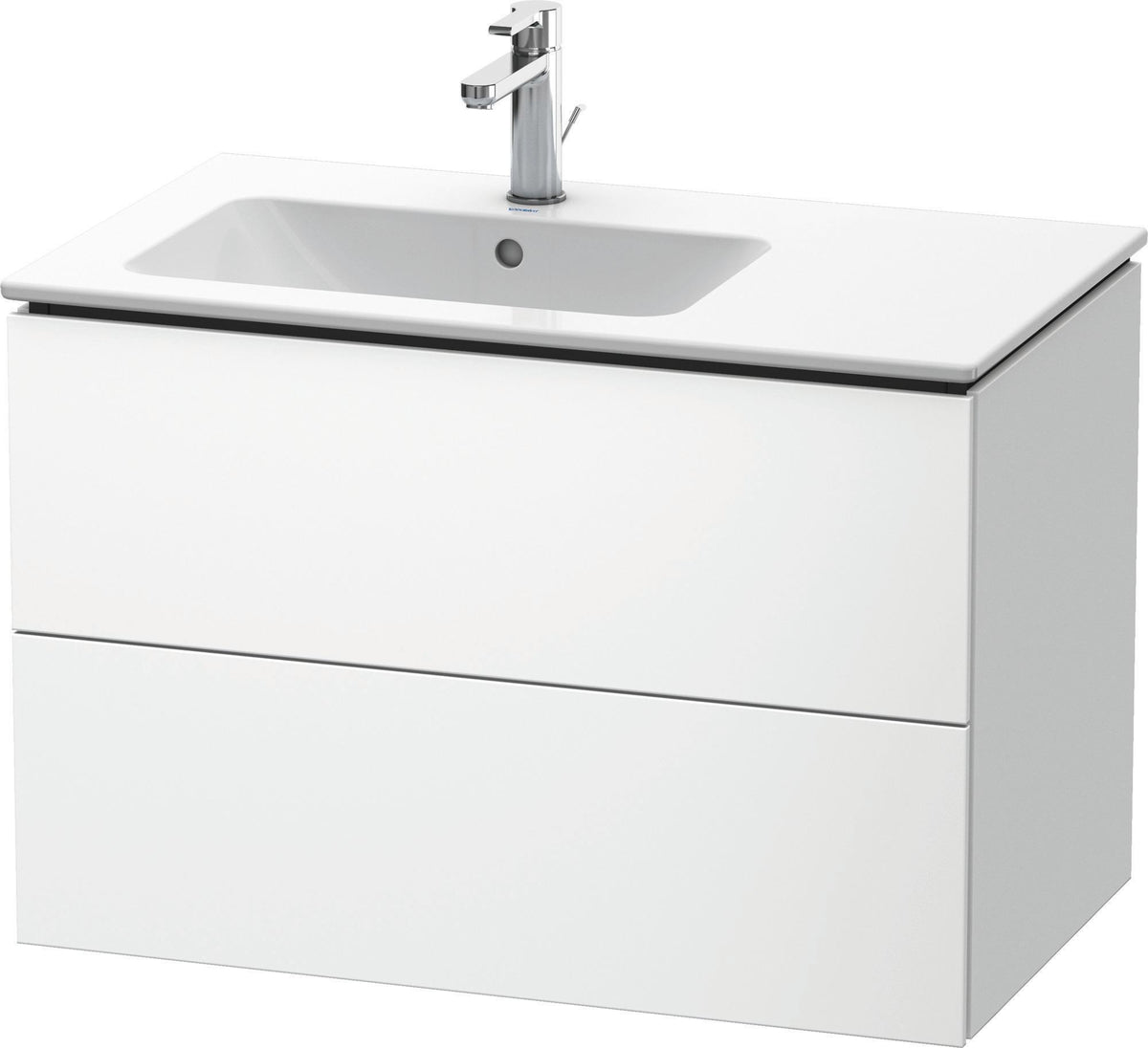 DURAVIT L-Cube Waschtischunterbau 820 mm betongrau matt – 2 Schubkästen, Becken links, wandhängend