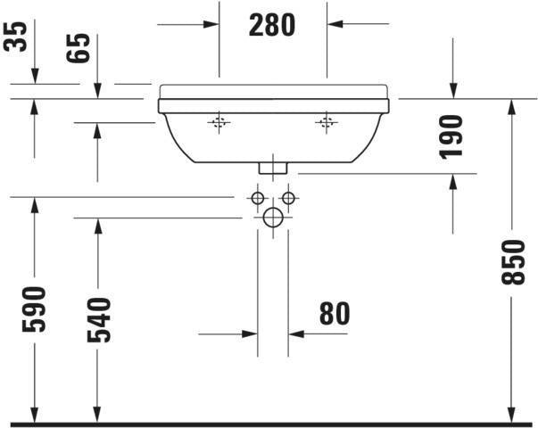 DURAVIT Waschtisch Starck 3 Med 500 mm ohne Überlauf, mit Hahnlochbank, weiß