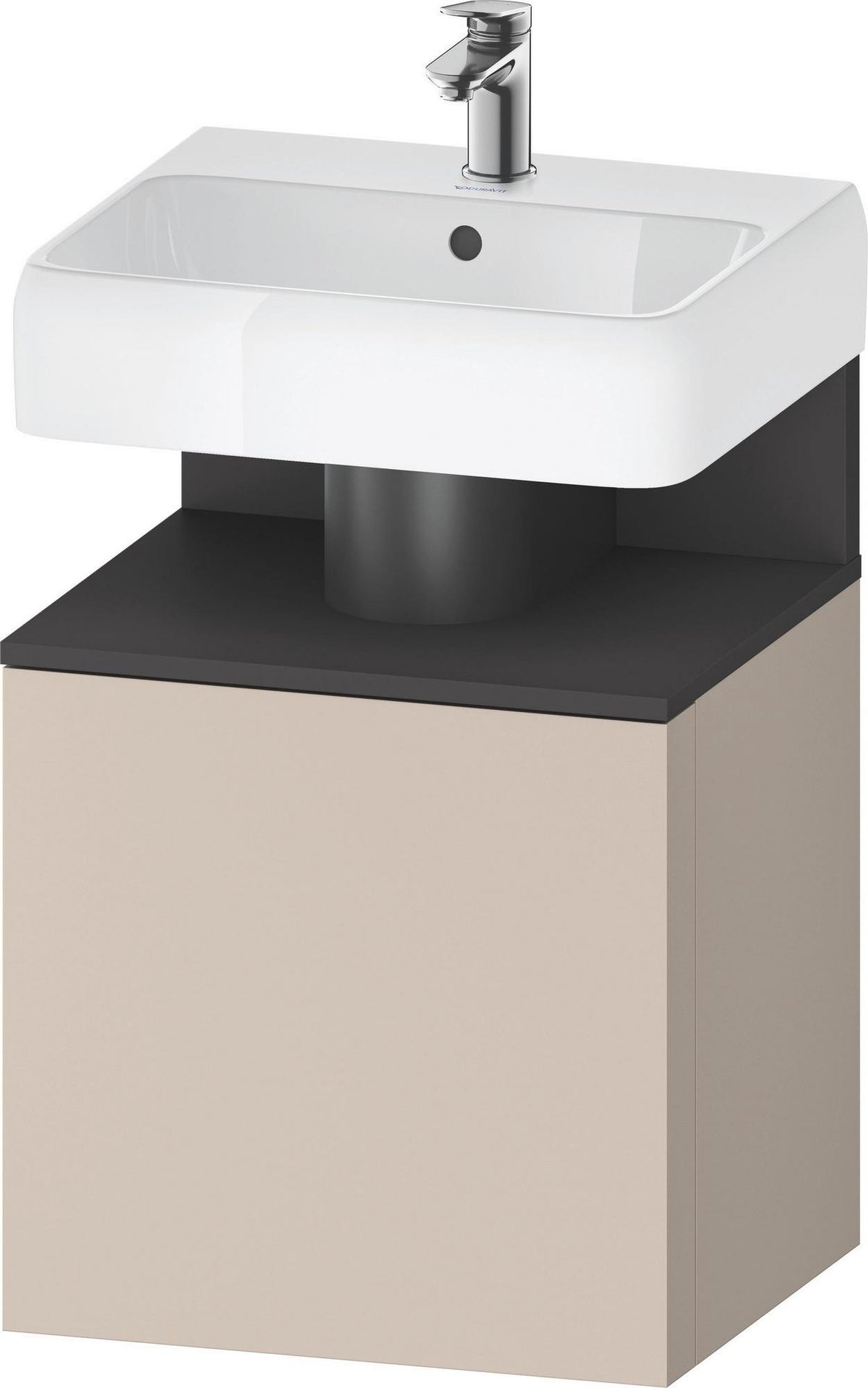 DURAVIT Qatego Waschtischunterbau 490 mm wandhängend, 1 Tür links, Weiß Matt mit Eiche Schwarz Nische