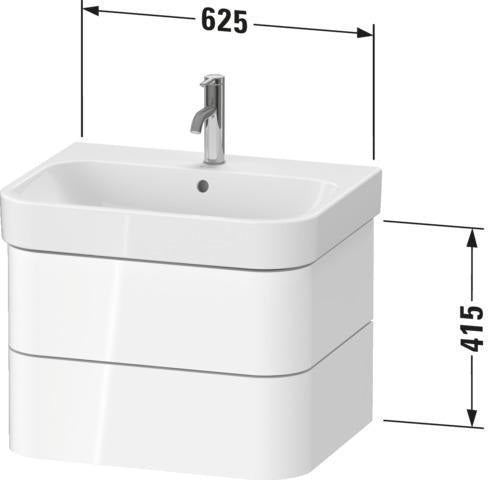 Duravit Waschtischunterbau Happy D.2 Plus 625 mm taupe supermatt mit Tip-On-Technik