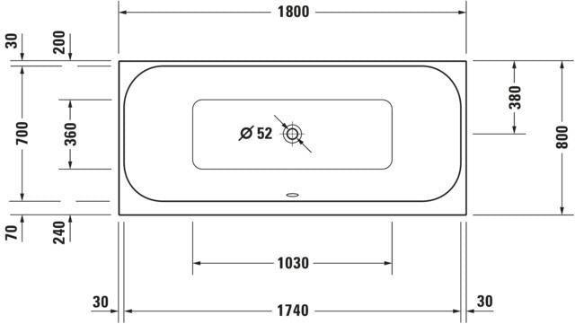 DURAVIT Happy D.2 Whirlwanne 1800x800 mm Weiß Einbau mit Fußgestell
