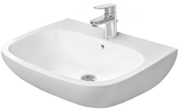 Duravit D-Code Waschtisch 550 mm weiß mit Überlauf und Hahnlochbank – Wandmontage
