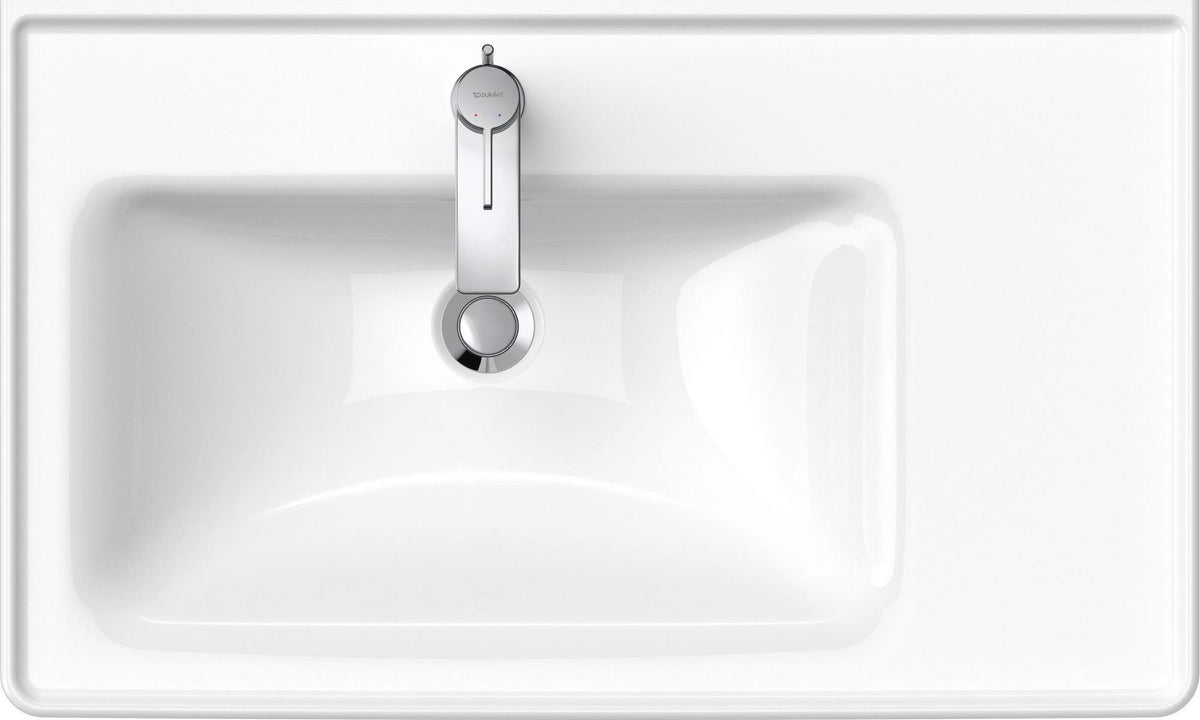 Duravit Waschtisch D-Neo 800 mm weiß mit Überlauf, Becken links, Hahnlochbank, Wandmontage