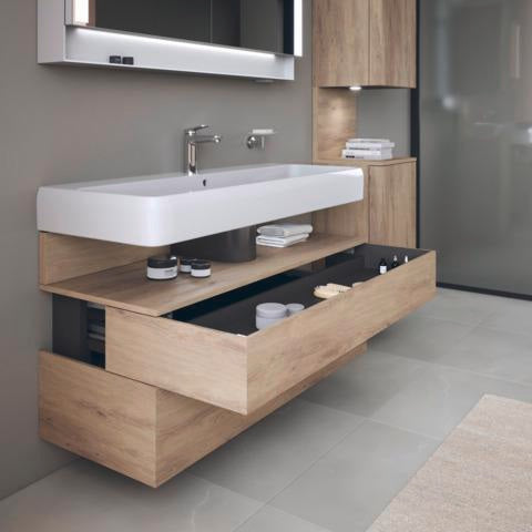 DURAVIT Qatego Hochschrank 400 mm, 2 Türen, weiß Hochglanz, Eiche Schw. Matt