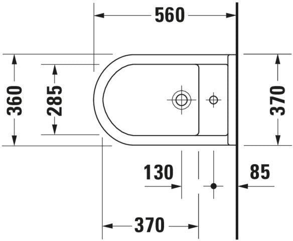 DURAVIT Stand-Bidet Starck 3 560 mm weiß WonderGliss mit Überlauf und 1 Hahnloch
