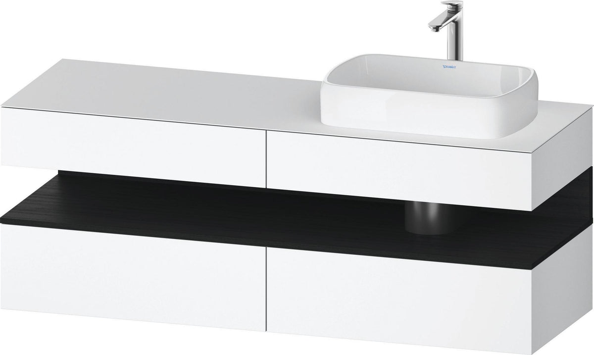 Duravit Qatego Konsolenwaschtischunterbau 1600 mm Weiß Hochglanz mit Eiche Schwarz Nische