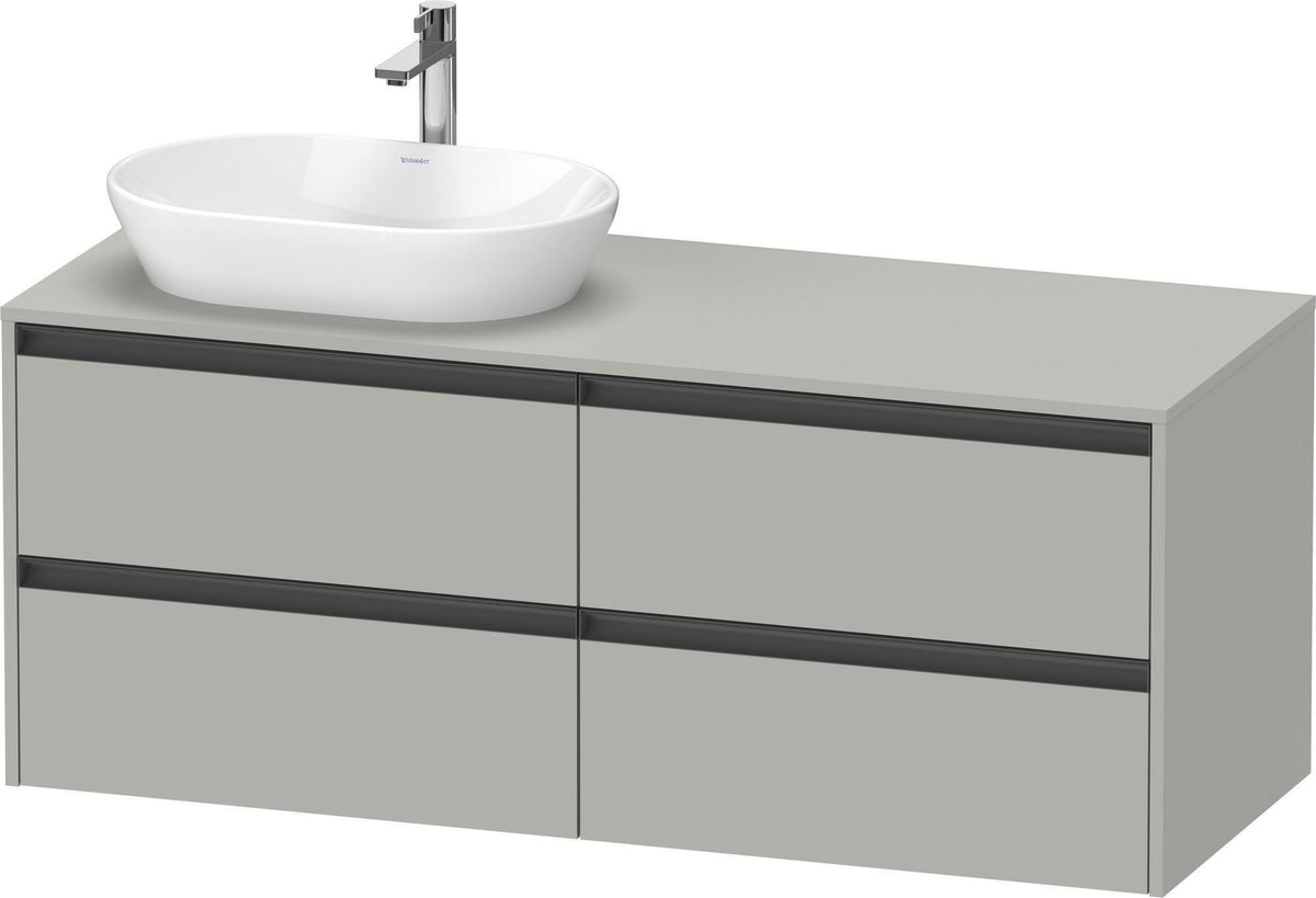 Duravit Ketho.2 Waschtischunterbau 1400 mm betongrau matt mit 4 Schubkästen