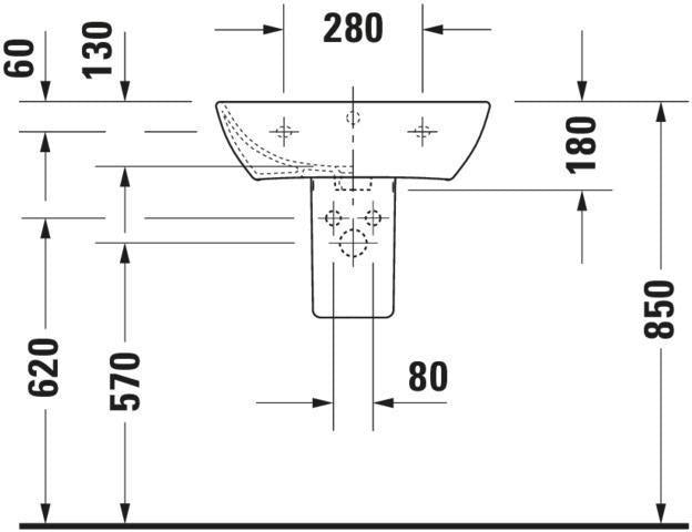 DURAVIT Waschtisch ME by Starck 550 mm Weiß Seidenmatt mit Überlauf und Hahnloch