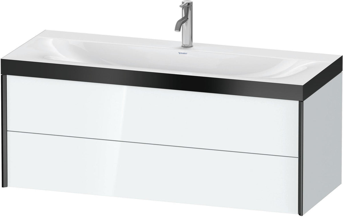 DURAVIT XViu c-bonded Waschtischunterbauset 1200 mm, 2 Schubkästen, schwarz matt/weiß hochglanz