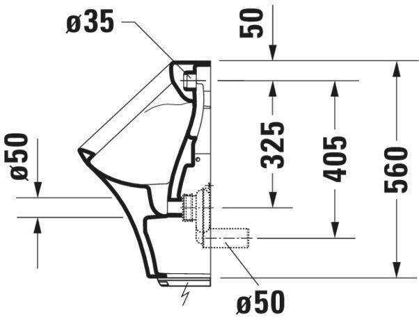 Duravit DuraStyle Elektro-Urinal weiß mit Fliege, Batteriebetrieb, Zulauf hinten